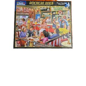 New White Mountain "American Diner" 1000 Piece Jigsaw Puzzle Sealed 24"x 30"